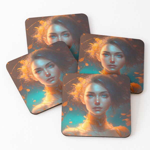 Item preview, Orange and Blue Serenity: A Portrait of a Captivating Girl designed and sold by oanaunciuleanu.