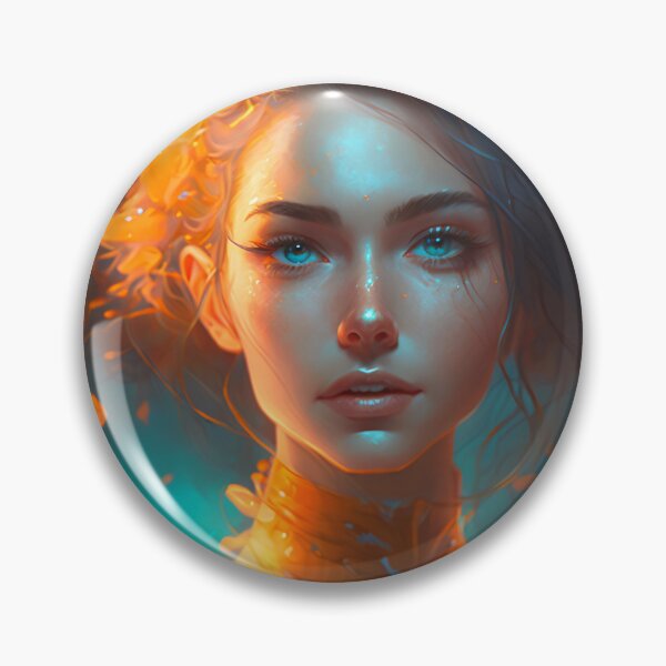 Item preview, Orange and Blue Serenity: A Portrait of a Captivating Girl designed and sold by oanaunciuleanu.