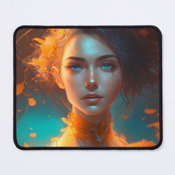 Item preview, Orange and Blue Serenity: A Portrait of a Captivating Girl designed and sold by oanaunciuleanu.