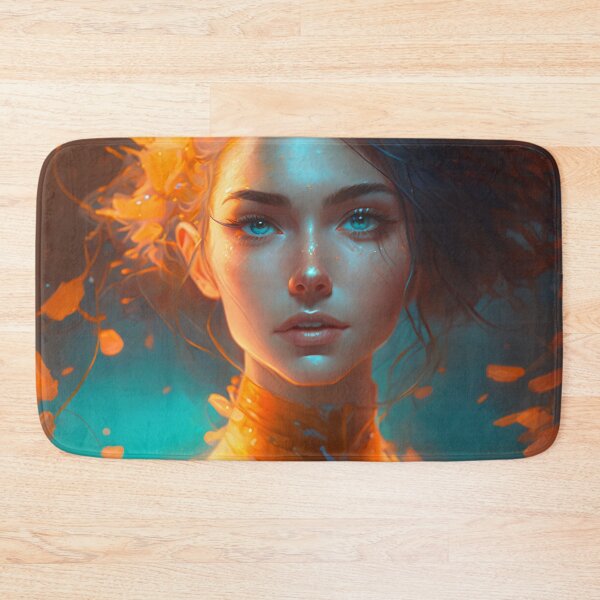 Item preview, Orange and Blue Serenity: A Portrait of a Captivating Girl designed and sold by oanaunciuleanu.