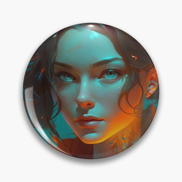 Item preview, Orange and Blue Serenity: A Portrait of a Captivating Girl designed and sold by oanaunciuleanu.