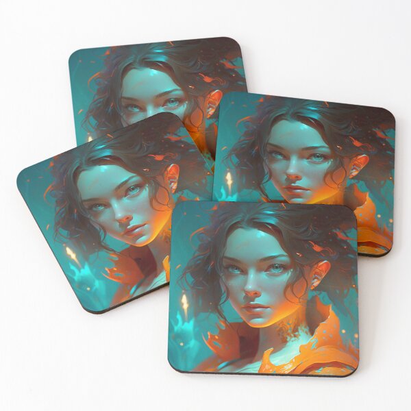 Item preview, Orange and Blue Serenity: A Portrait of a Captivating Girl designed and sold by oanaunciuleanu.