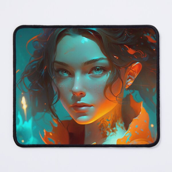 Item preview, Orange and Blue Serenity: A Portrait of a Captivating Girl designed and sold by oanaunciuleanu.