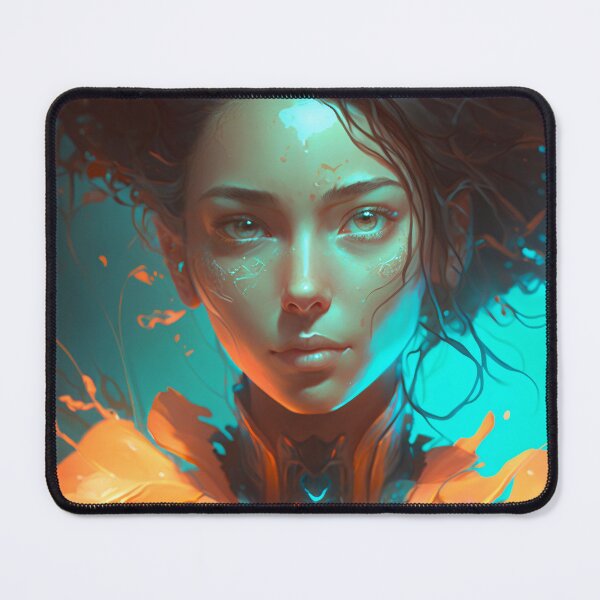 Item preview, Orange and Blue Serenity: A Portrait of a Captivating Girl designed and sold by oanaunciuleanu.