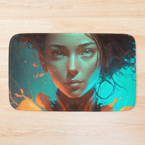 Item preview, Orange and Blue Serenity: A Portrait of a Captivating Girl designed and sold by oanaunciuleanu.
