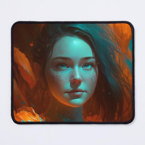 Item preview, Orange and Blue Serenity: A Portrait of a Captivating Girl designed and sold by oanaunciuleanu.