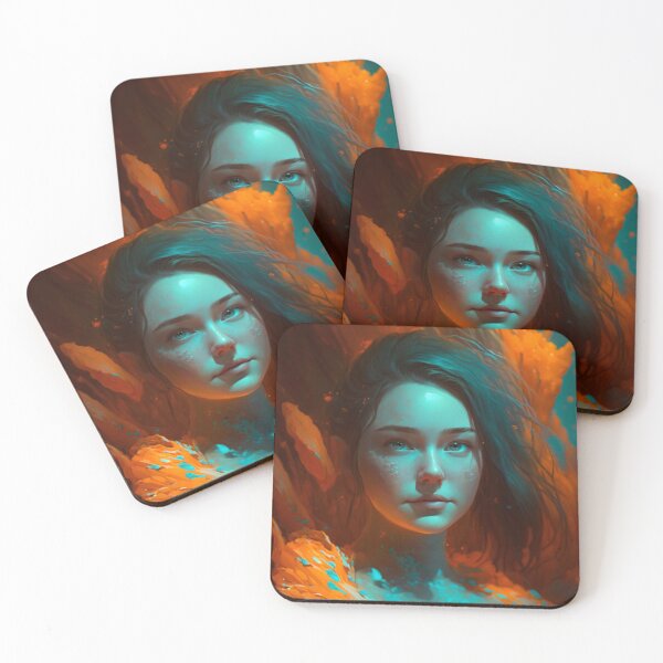 Item preview, Orange and Blue Serenity: A Portrait of a Captivating Girl designed and sold by oanaunciuleanu.