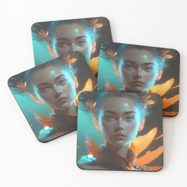 Item preview, Orange and Blue Serenity: A Portrait of a Captivating Girl designed and sold by oanaunciuleanu.