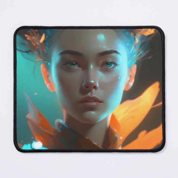Item preview, Orange and Blue Serenity: A Portrait of a Captivating Girl designed and sold by oanaunciuleanu.