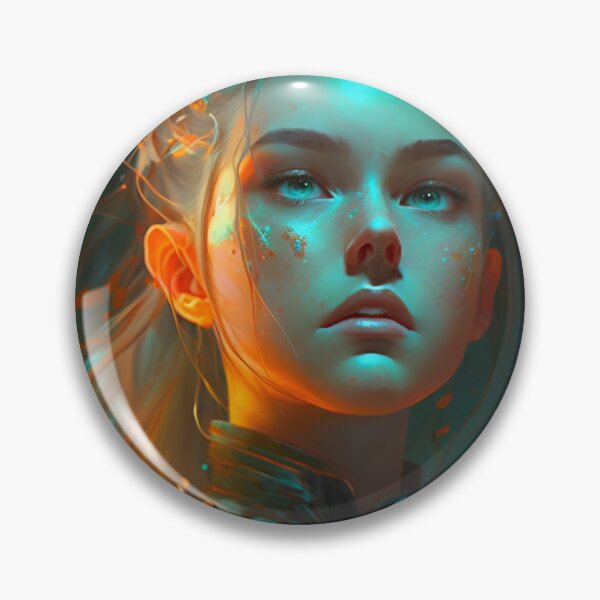 Item preview, Orange and Blue Serenity: A Portrait of a Captivating Girl designed and sold by oanaunciuleanu.