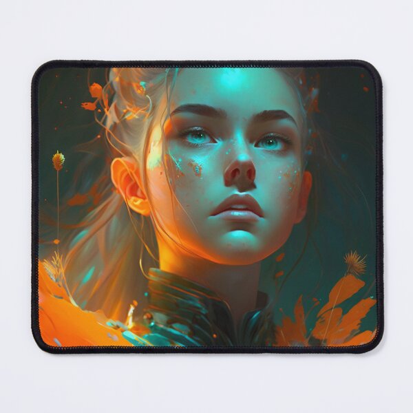 Item preview, Orange and Blue Serenity: A Portrait of a Captivating Girl designed and sold by oanaunciuleanu.