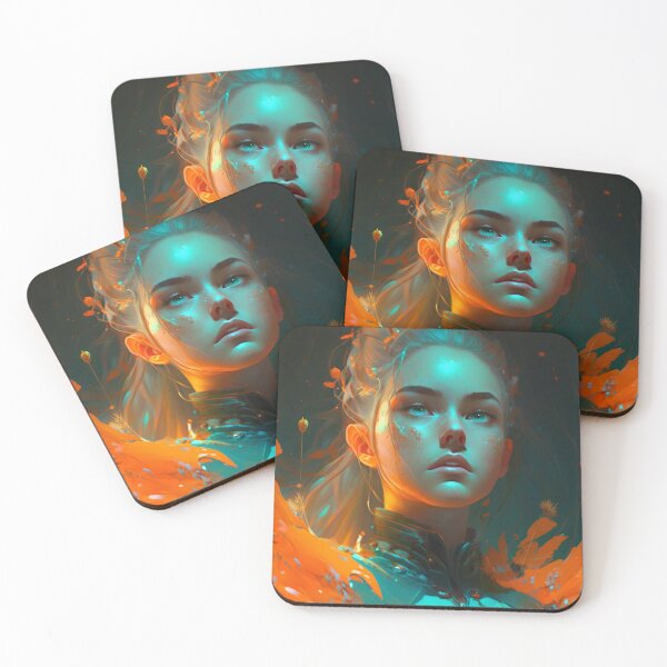 Item preview, Orange and Blue Serenity: A Portrait of a Captivating Girl designed and sold by oanaunciuleanu.