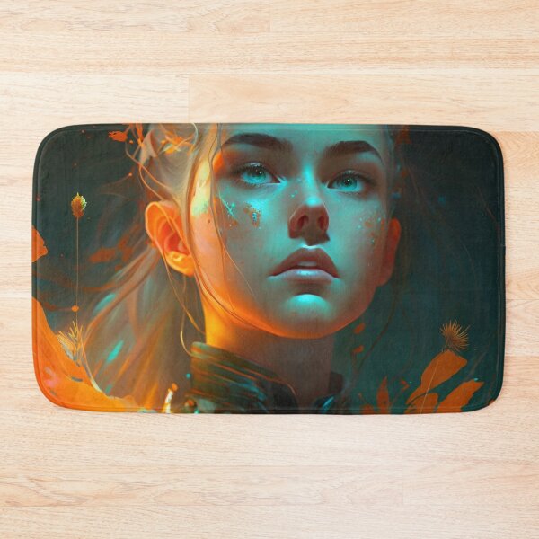 Item preview, Orange and Blue Serenity: A Portrait of a Captivating Girl designed and sold by oanaunciuleanu.