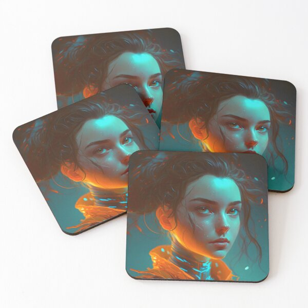 Item preview, Orange and Blue Serenity: A Portrait of a Captivating Girl designed and sold by oanaunciuleanu.