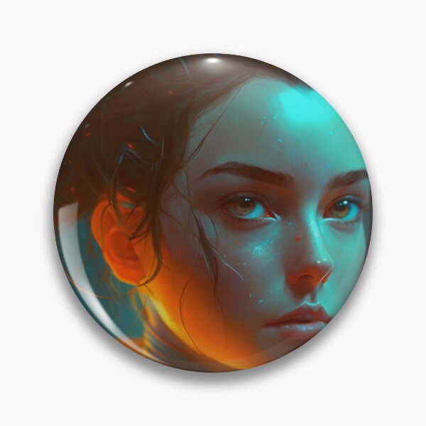 Item preview, Orange and Blue Serenity: A Portrait of a Captivating Girl designed and sold by oanaunciuleanu.