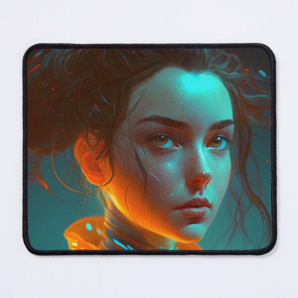 Item preview, Orange and Blue Serenity: A Portrait of a Captivating Girl designed and sold by oanaunciuleanu.