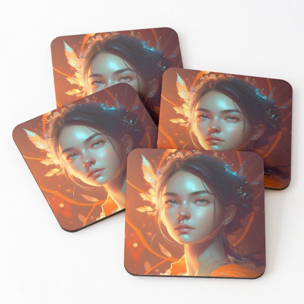 Item preview, Orange and Blue Serenity: A Portrait of a Captivating Girl designed and sold by oanaunciuleanu.