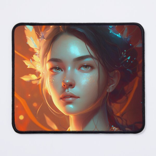 Item preview, Orange and Blue Serenity: A Portrait of a Captivating Girl designed and sold by oanaunciuleanu.