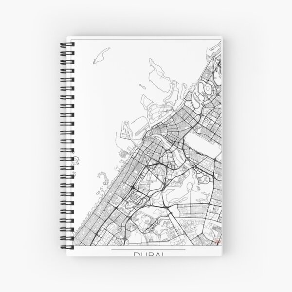 Dubai Map Minimal Spiral Notebook