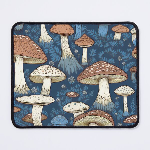 Item preview, Forest Fungi Brown and Blue Mushroom Nature Illustration Woods Forest pattern 3 designed and sold by Vicki Noble Art.