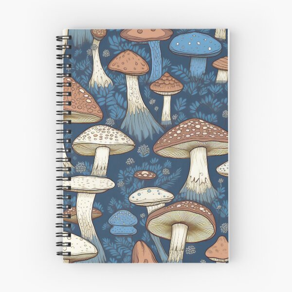 Item preview, Forest Fungi Brown and Blue Mushroom Nature Illustration Woods Forest pattern 3 designed and sold by Vicki Noble Art.