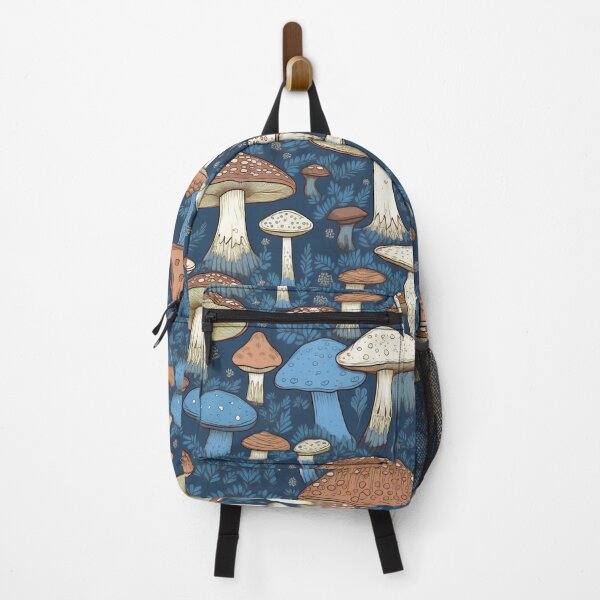 Item preview, Forest Fungi Brown and Blue Mushroom Nature Illustration Woods Forest pattern 3 designed and sold by Vicki Noble Art.