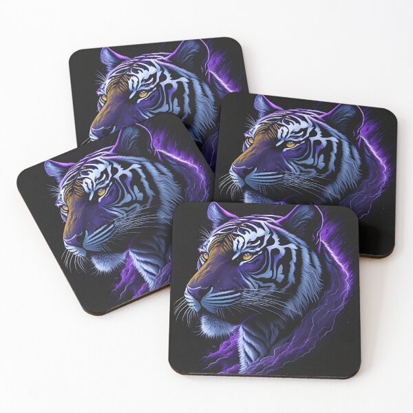 Item preview, beautiful surrealistic tiger on black background designed and sold by RickStargazer.
