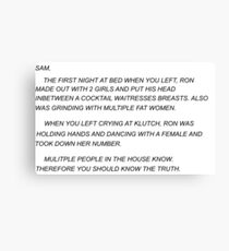 Lienzo Letra de Sammi Sweetheart