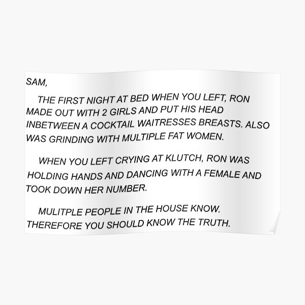 Sammi Sweetheart Letter Poster
