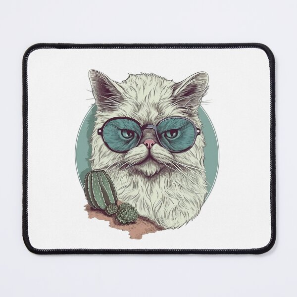 Item preview, Grumpy Persian Cat in The Desert With Cactus designed and sold by MrBadDream.