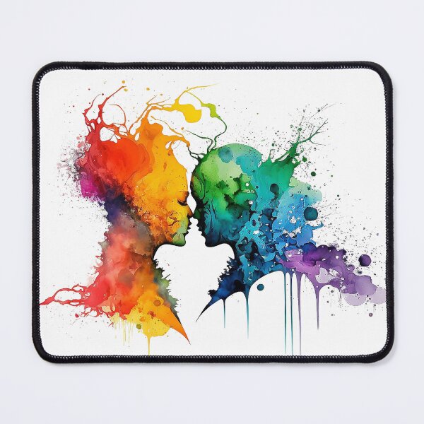 Item preview, Abstract mosaic watercolor painting of a loving couple designed and sold by ManuelAndreas.