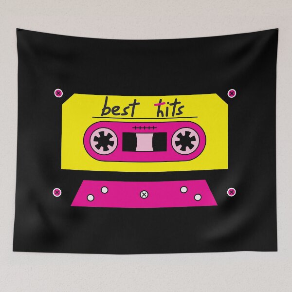 Item preview, Retro Rhythms: Best Hits Cassette in Vibrant Yellow & Pink designed and sold by Illustory.