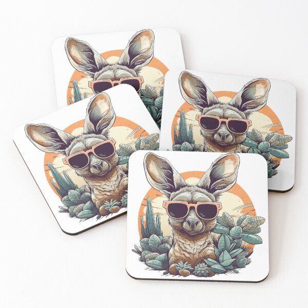 Artikelvorschau, Kangaroo in The Desert With Cactus and Sunglasses  entworfen und verkauft von MrBadDream.