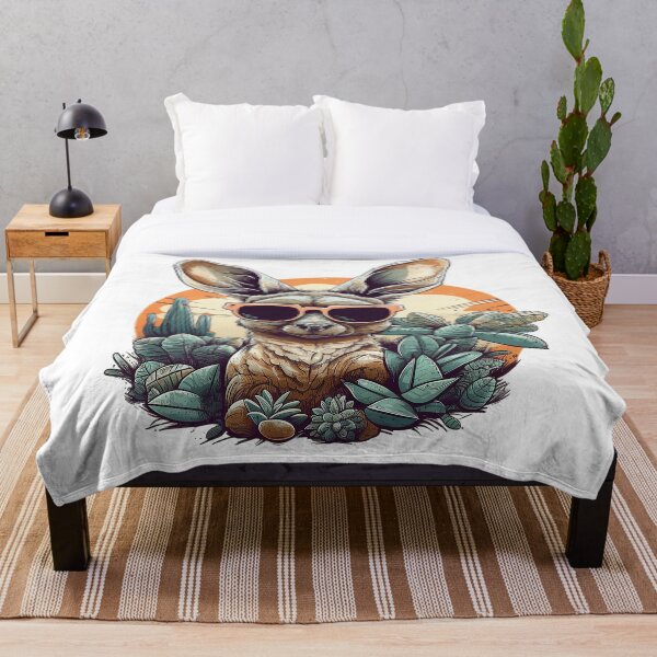 Artikelvorschau, Kangaroo in The Desert With Cactus and Sunglasses  entworfen und verkauft von MrBadDream.