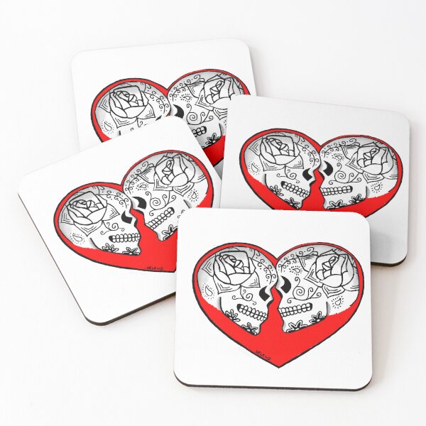Item preview, Sugar skulls in love color designed and sold by AnythingButBland Art.