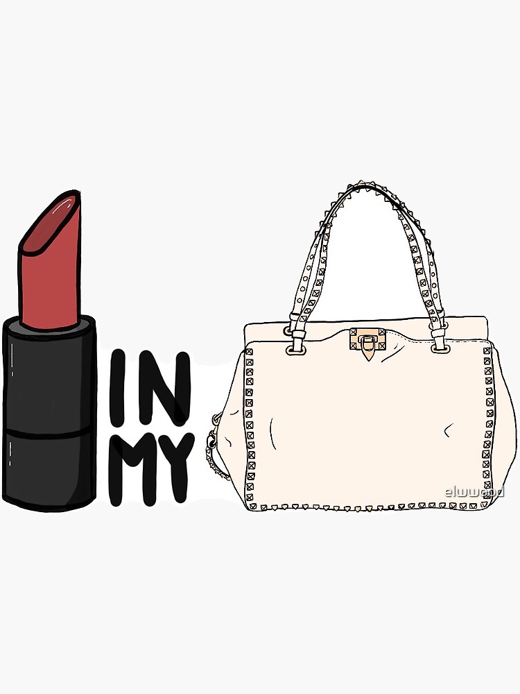 "lipstick in my Valentino white bag?" Sticker for Sale by elwwood Redbubble