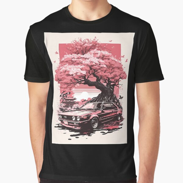 Sakura Blossoms and Vintage Cars in a Junkyard · Creative Fabrica