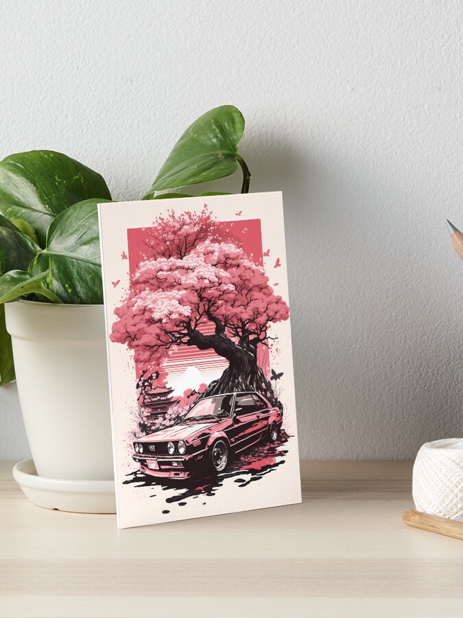 Sakura Cherry Blossoms Car Vintage Art