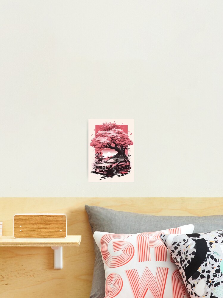 Sakura Cherry Blossoms Car Vintage Art