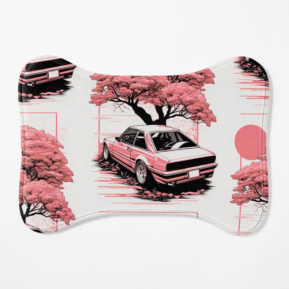 Sakura Blossoms and Vintage Cars in a Junkyard · Creative Fabrica