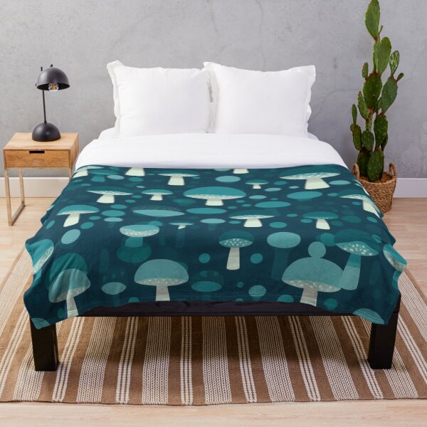 Artikelvorschau, Süße Waldpilze aqua teal navy Pilz Natur Illustration Wald Waldmuster 8 entworfen und verkauft von Vicki Noble Art.