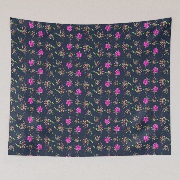 Item preview, The Ambrosia Funky Flower Collection- Pink, Purple, Navy, Lime- Blustery Florals Print designed and sold by Niki McNeil.
