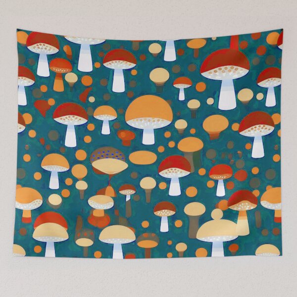 Item preview, Cute Forest Fungi orange and amber Mushroom Nature Illustration Woods Forest pattern 9 designed and sold by Vicki Noble Art.
