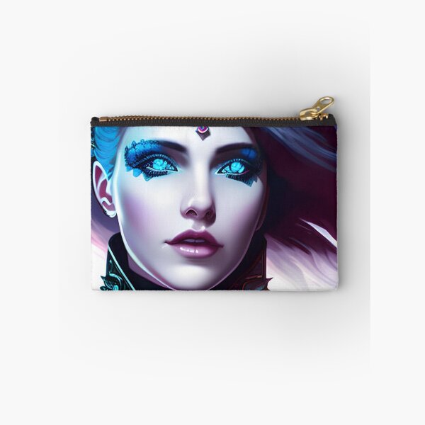 Item preview, Gothic Female Warrior: Ice blue eye with black hair flowing in the breeze designed and sold by FigjamDesigns.