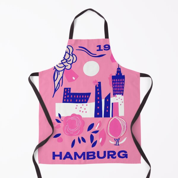 Item preview, Hamburg in Bloom Pink City Scene Retro Poster designed and sold by PinkNomad.
