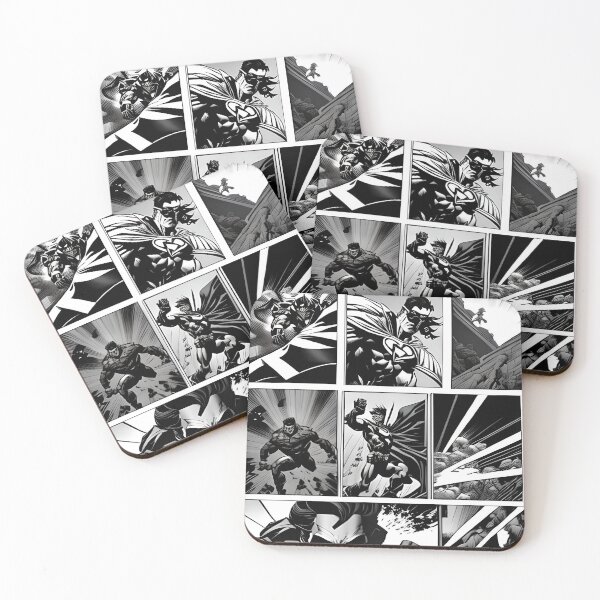 Item preview, Superheroes Comics B&W designed and sold by PatternPeak.
