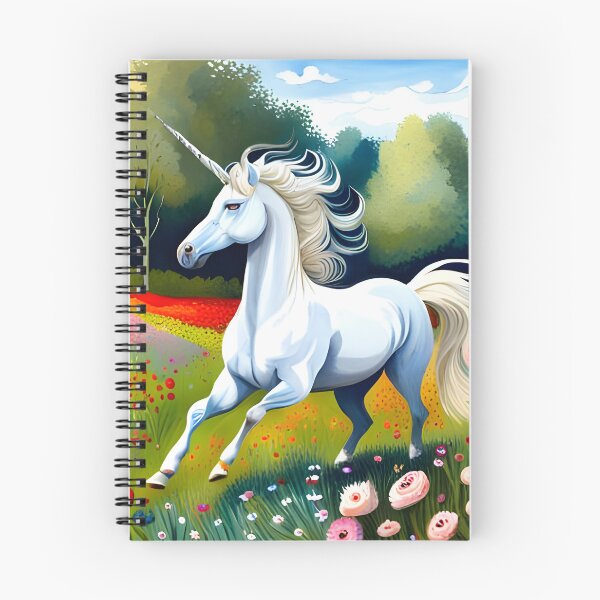 Item preview, White Unicorn Prancing in Meadow designed and sold by AuroraSpringer.