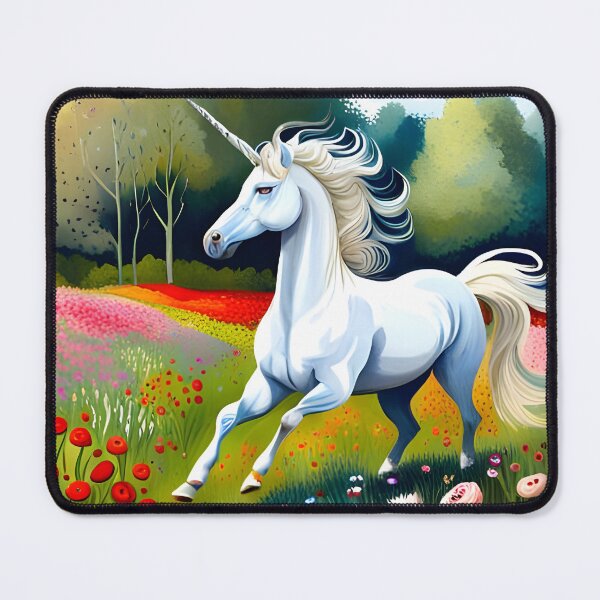 Item preview, White Unicorn Prancing in Meadow designed and sold by AuroraSpringer.