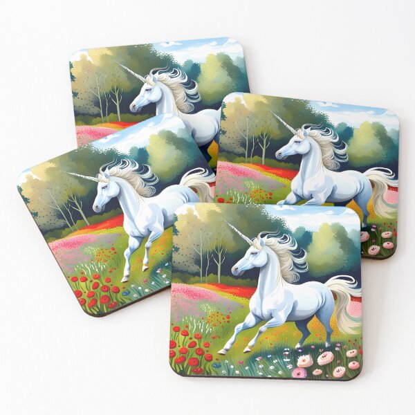Item preview, White Unicorn Prancing in Meadow designed and sold by AuroraSpringer.