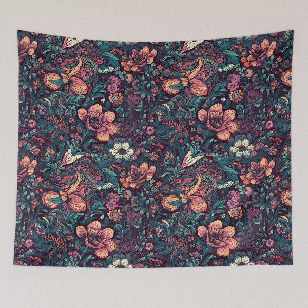Item preview, Dark Radiance Hand-Painted Style Digital Floral Print designed and sold by ClericDesign.